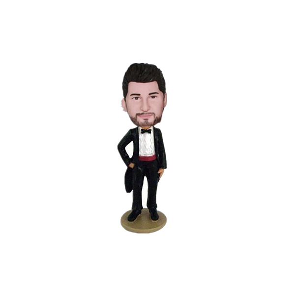 Wedding Bobbleheads Groom In Black Tuxedo