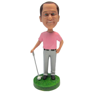 Custom Golf Bubble Head Man In Pink Shirt