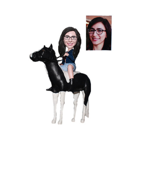 Female Riding on The Horse Custom Bobble Heads