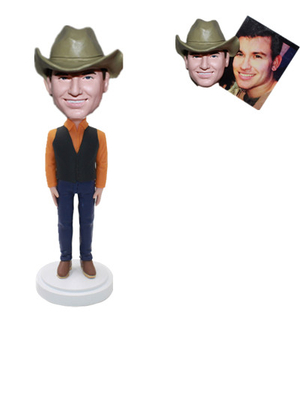 Custom Bobblehead Man with Cowboy Hat