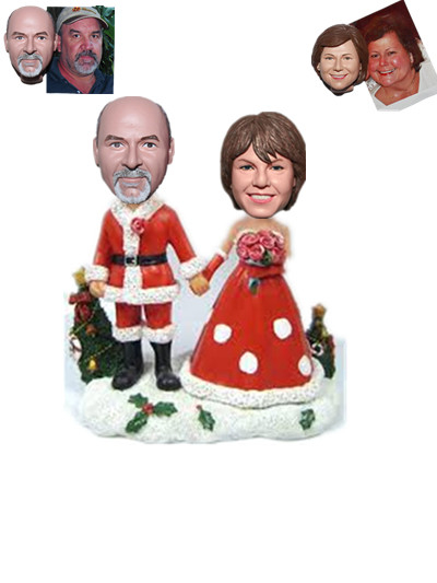 Custom Bobblehead Christmas Couple Hands in Hands