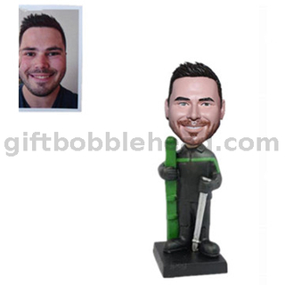 Skiing Bobblehead Man Holding The Skis