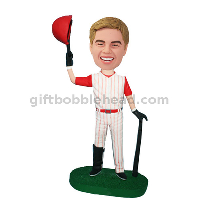 Bobblehead Baseball Player Holding The Bat And Hat