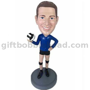 Unique Gift for Male Custom Bobblehad Man Holding A Volleyball 