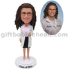 Female Doctor with Hand Holding on Lab Coat Custom Bubble Head Female Doctor Gifts