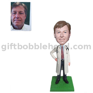 Custom Male Bobbleheads Doctor in White Lab Coat with A Stethoscope Hang on The Neck