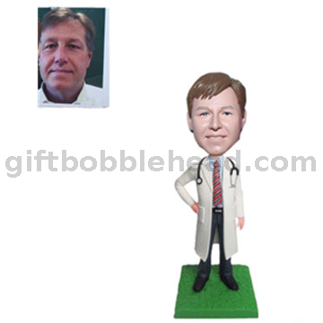 Custom Male Bobbleheads Doctor in White Lab Coat with A Stethoscope Hang on The Neck