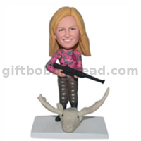 Hunter Bobblehead Female with A Hun And Deer 
